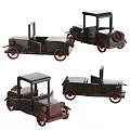 Vintage Style Wooden Toy Cars With Classic Design And Red Wheels