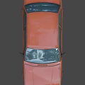 Vintage Orange Functional Car with Two Door Sedan Classic Exterior View