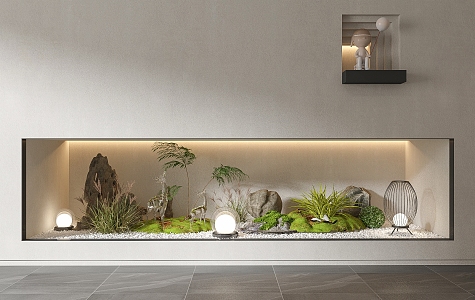 Modern landscape sketch indoor landscape plant combination plant pile 3d model