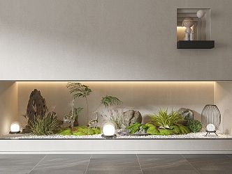 Modern landscape sketch indoor landscape plant combination plant pile 3d model