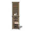Classic Wooden Decorative Cabinet With Upper Shelves And Lower Drawers Design
