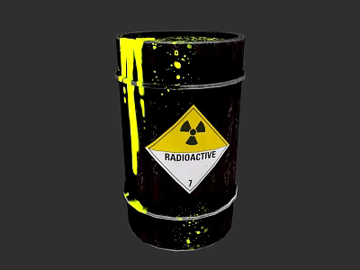 Radioactive Weapon Barrel Featuring Nuclear Hazard Symbol And Yellow Spills 3d model