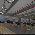 Bright Modern Kindergarten Space With Wooden Kids Tables Creative Lighting And Decorative Walls