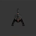 Game Movie Character With Gray Fur Red Eyes Striped Tail And Sharp Claws