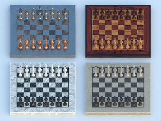 Chess Board Chessmen Chess Cards 3d model