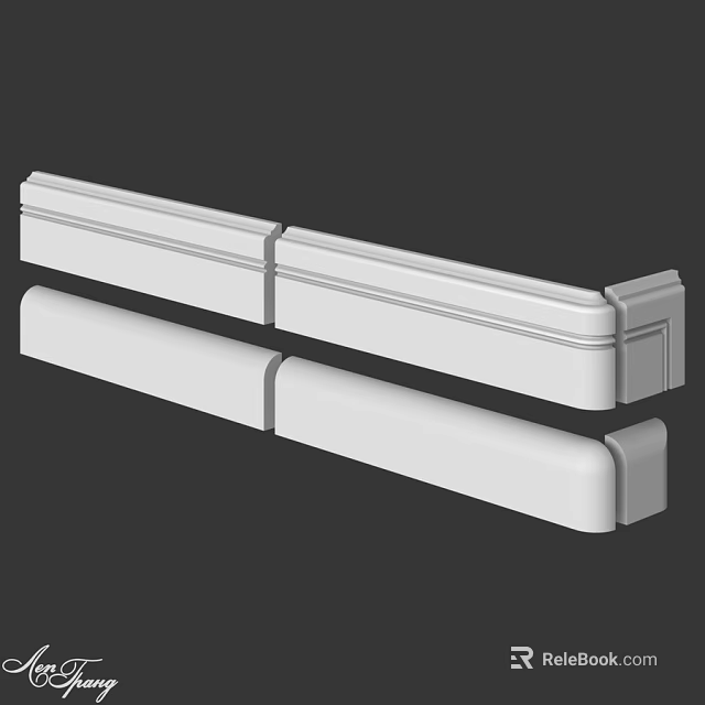White Decorative Components With Long Smooth And Grooved Architectural Profiles 3d model 