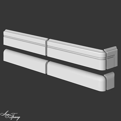 White Decorative Components With Long Smooth And Grooved Architectural Profiles 3d model