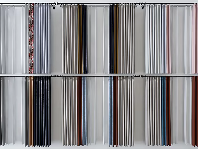 Assorted Curtain Collection with Various Colors and Styles on 3d model