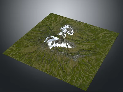 Breathtaking Mountain Landscape With Snow Capped Peaks And Lush Green Hills 3d model