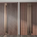 Modern Wooden Double Doors With Herringbone Pattern And Metal Handles For Interior Design