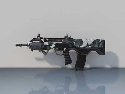 Modern Tactical Assault Rifle Featuring Camouflage Pattern And Ergonomic Design 3d model
