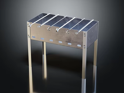 Stainless Steel Outdoor Grill Stand With Multiple Skewer Holders And Metal Support Legs 3d model