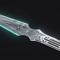 High Tech Dagger With Glowing Green Lines Sharp Blade And Mechanical Handle Design 3d model