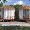 Modern thatched pavilion camping thatched pavilion thatched cottage 3d model