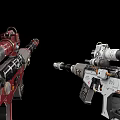 Futuristic Sci Fi Firearms With Mechanical Details And Varied Color Designs