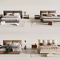 Modern Double Bed Designs With Upholstered Headboards Bedside Tables And Bedding 3d model