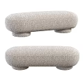 Plush Gray Sofa Bench With Rounded Shape And Short Cylindrical Legs