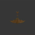Brown Dragon With Spread Leathery Wings On Gray Gradient Background 3d model