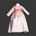 Traditional Pink Hanbok Dress With Long Sleeves And Decorative Sash