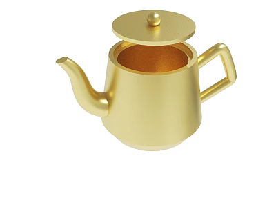 Golden Teapot With Open Lid And Metallic Finish For Modern Home Decor 3d model