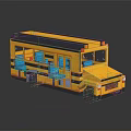Modern Bus Pixel Bus Metro Bus Mini Bus 3d model