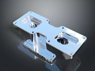 Sleek Silver Lighting Combination with Metal Mounting Holes and Smooth Reflective Surface 3d model