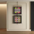 Vibrant Abstract Paintings With Black Frames Hanging On White Wall Interior Decor 3d model