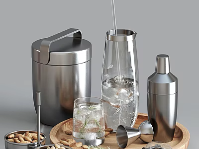 Artistic Sculpture Carving Design For Stainless Steel Kitchen Utensils Glassware And Wooden Tray 3d model