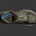 Beige And Gray Running Shoes With N Logo Gold Sole And Lace Up Design