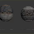 Detailed Scene Components Featuring Spherical Structures Textured Panels And Mechanical Details