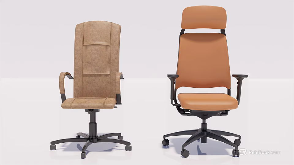 Two Colored Office Chair With High Back Armrests And Wheeled Base Design 3d model 