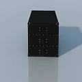 Black Hinged Door Storage Cabinet With Decorative Rivets And Modern Design