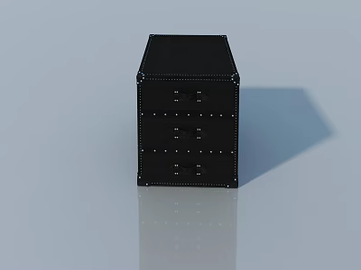 Black Hinged Door Storage Cabinet With Decorative Rivets And Modern Design 3d model