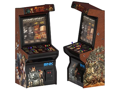 Retro Entertainment Arcade Machines Featuring SNK Metal Slug Game Screen And Control Buttons 3d model