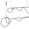 Stylish Modern Neon Chandelier With Curved Illuminated Lines Hanging Design