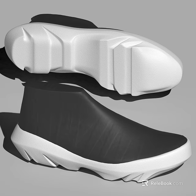 Stylish Black High Top Shoes With White Sole And Modern Design 3d model 