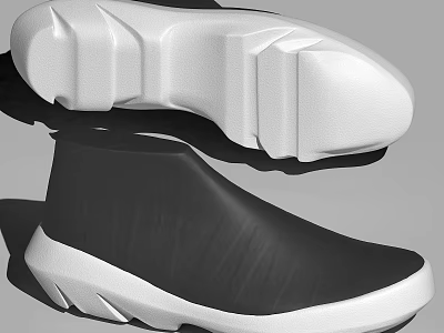 Stylish Black High Top Shoes With White Sole And Modern Design 3d model