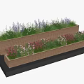 Bonsai Potted Plants In Wooden Planters With Various Colorful Flowers And Greenery