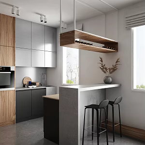 modern kitchen bar island restaurant 3d model