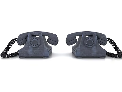 Vintage Corded Telephones With Rotary Dial And Spiral Cords In Gray Color 3d model