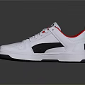 PUMA White Low Top Casual Sports Shoes With Black Stripes And Red Lining