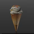 Delicious Ice Cream Cone with Whipped Cream and Colorful Sprinkles on Top