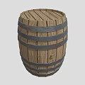 Cartoon Scene With Vintage Wooden Barrel And Metal Hoops Detailed Texture Design