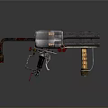 Mechanical Multi Barrel Weapon With Metal Components And Retro Design 3d model
