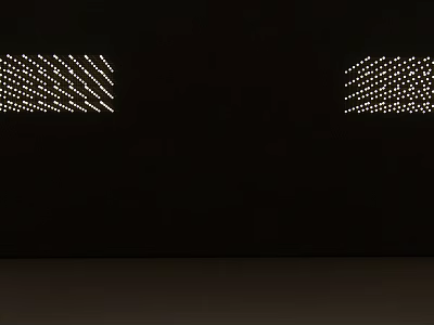 Dot Matrix Design Chandelier on Two Sides Against Black Background with Dark Floor Surface Below 3d model