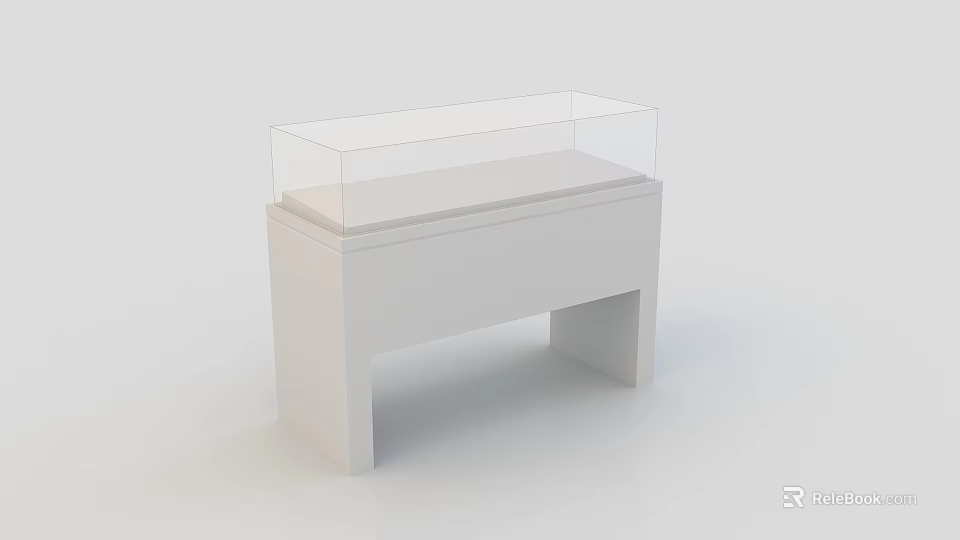 White Display Cabinet Shelf With Glass Top And Modern Design For Retail Showcase 3d model 