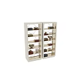 White Double Door Glass Fronted Shelving Unit With Books Decorative Ornaments And Storage Shelves