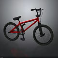 Red BMX Bicycle With Black Seat And Handlebar On Gray Background