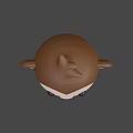 Cute Cartoon Monkey Head 3D Model With Brown Ears And Pink Face 3d model
