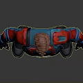 3D Character Model In Blue Red Costume With Yellow Chest Emblem And Black Gloves Boots